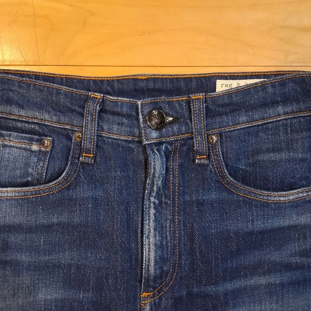 NWT Rag & Bone Hayden Denim Mini Skirt Magnus Indigo Raw Hem Blue Jean Size 26